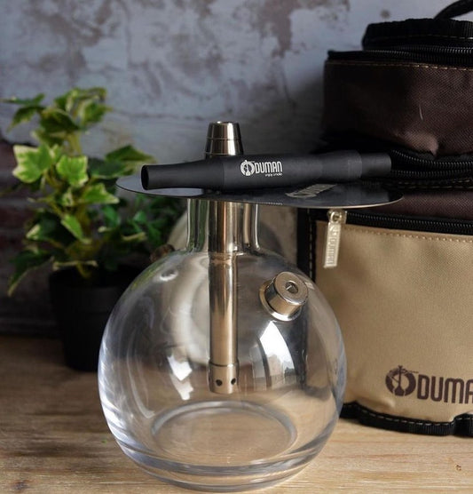 Clear round shape glass hookah with travelling bag from Oduman