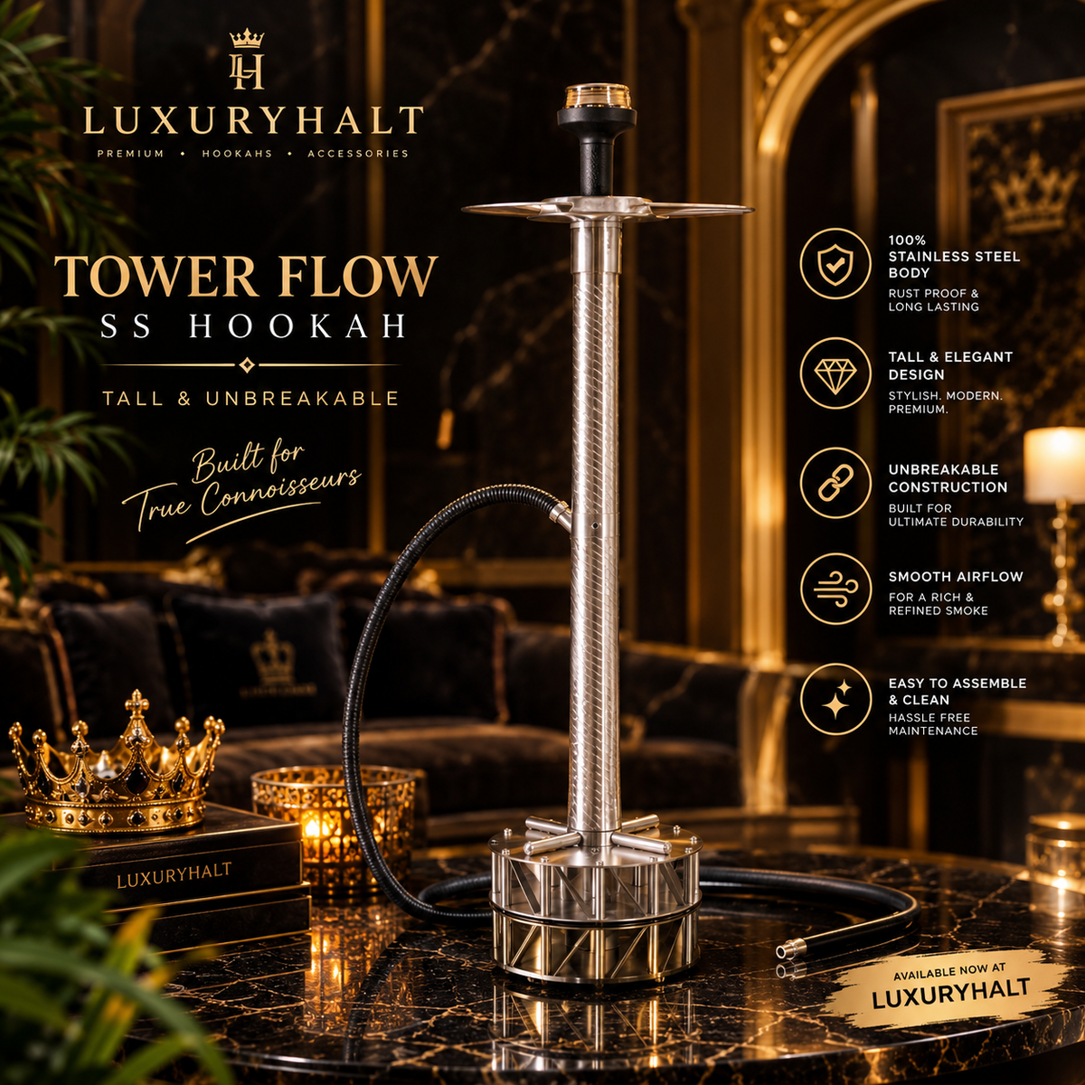 PURE SS HOOKAH FOR LUXURY LIFESTYLE